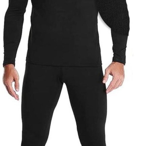 Mens Microfiber Thermal Set Fleece Lined Long Johns Warm Winter Underwear, Black - Picture 3 of 3